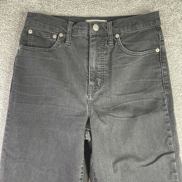 Madewell Jeans Women’s 27X23 Black Slim Wide Leg Crop High Rise Fray Hem Preppy - Picture 2 of 12